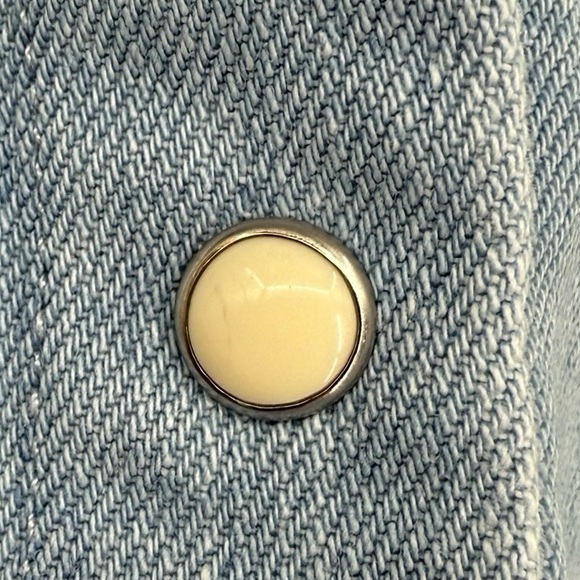 Sezane Light Denim Max Snap Button Chest Pocket Shirt Womens Size 32 US 0 XXS - Picture 7 of 16